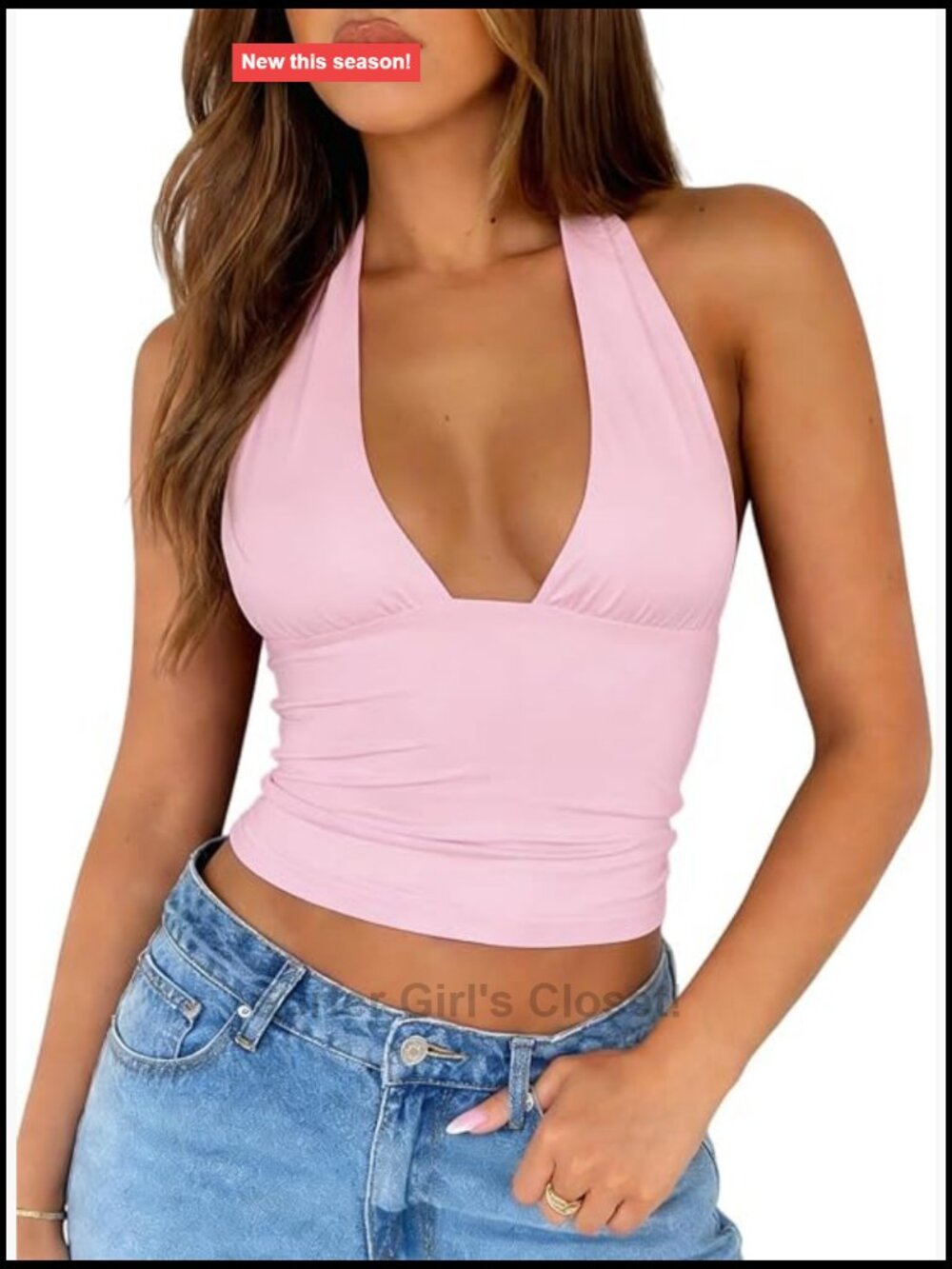 Women's Halter Neck Sleeveless Crop Tank Top, Backless, Slim Fit, Summer Top